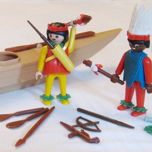 Playmobil, vintage, Indians with Canoe, rare